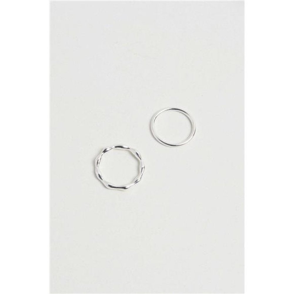 Oak + Fort DELICATE GEM RING SET of 3 Silver Size 6